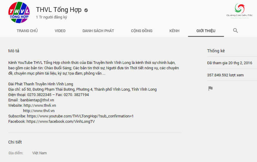 Viết mô tả kênh của THVL