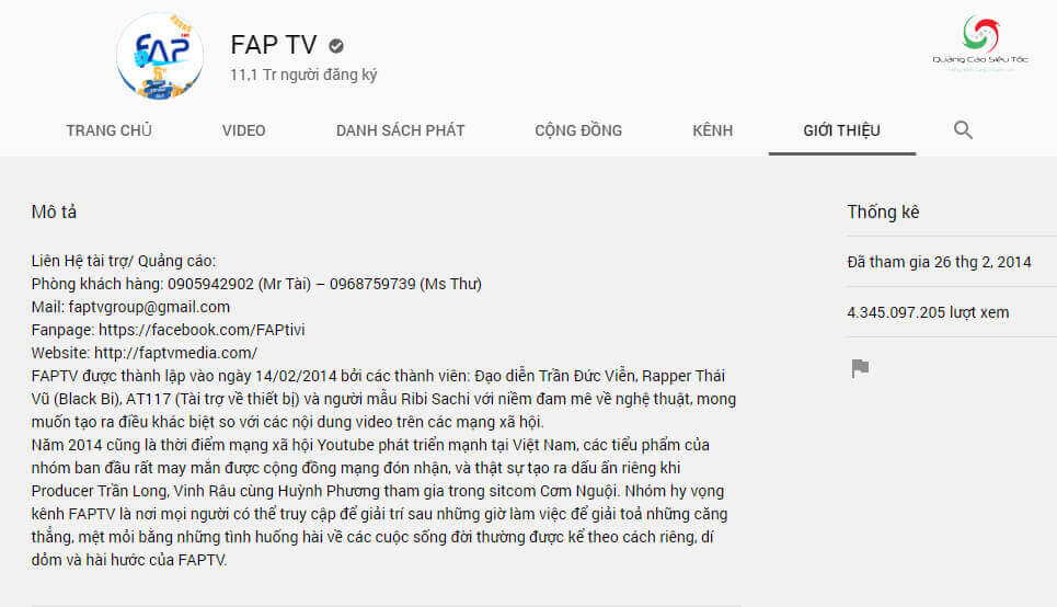 Mẫu mô tả kênh FAP TV