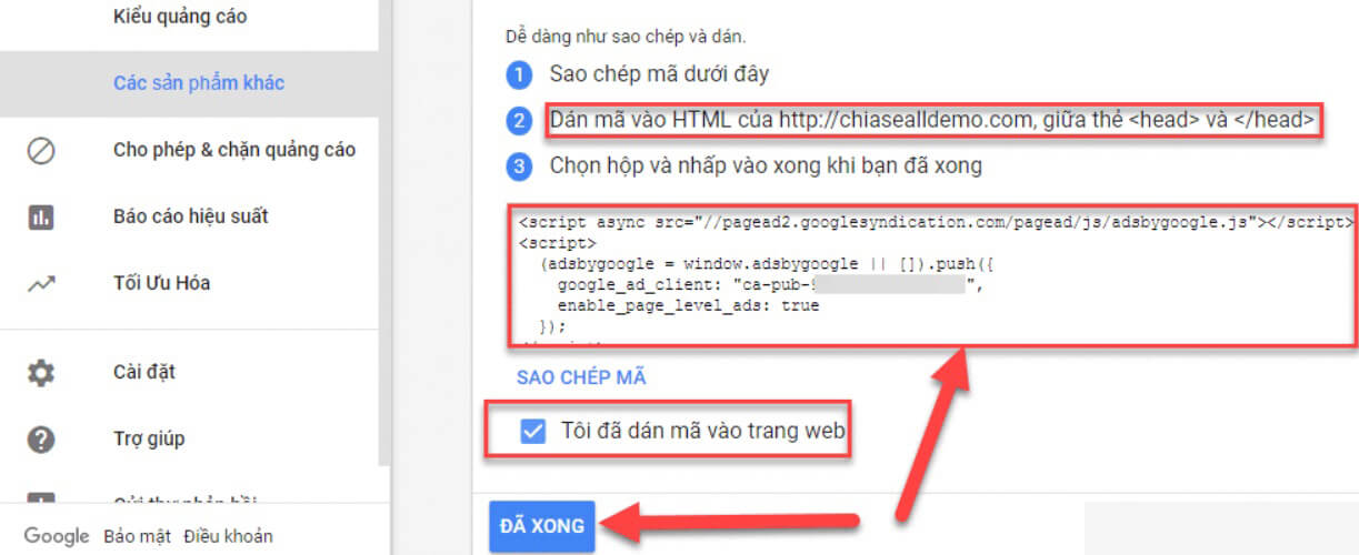 nâng cấp adsense hosted