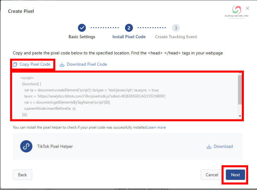 Đoạn code cài đặt Pixel Tik Tok vào Website