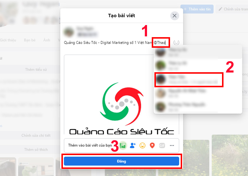 Tag bạn bè trên Facebook bằng máy tính