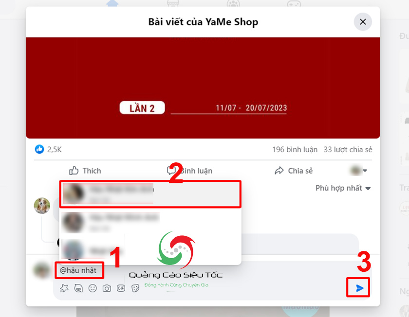 Tag bạn bè trên Facebook vào comment trên máy tính