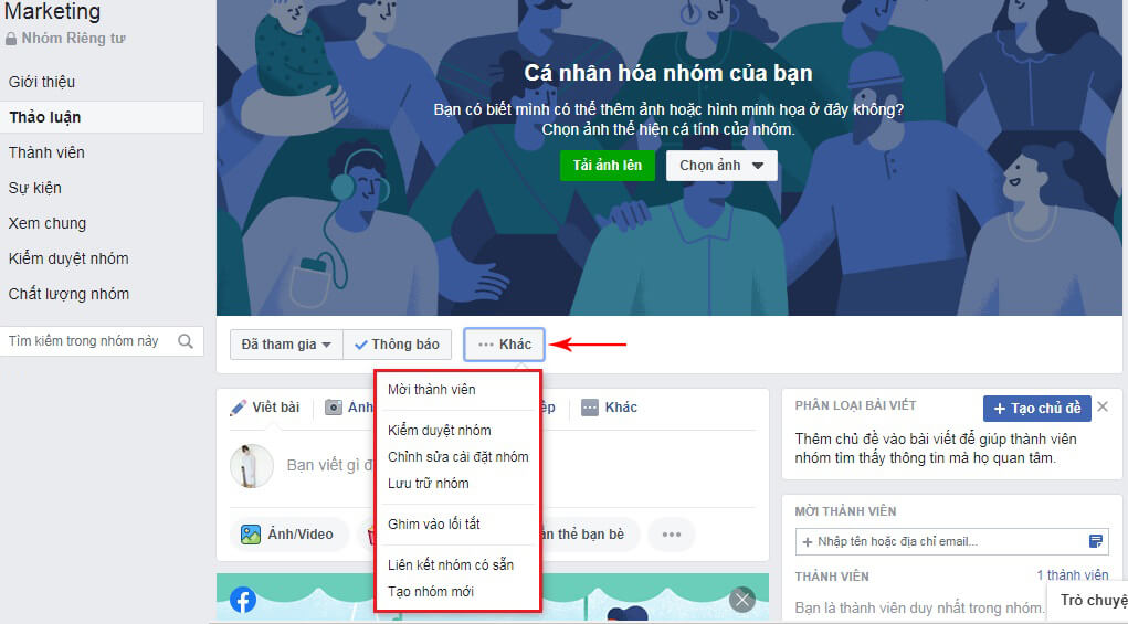 tạo nhóm trên facebook