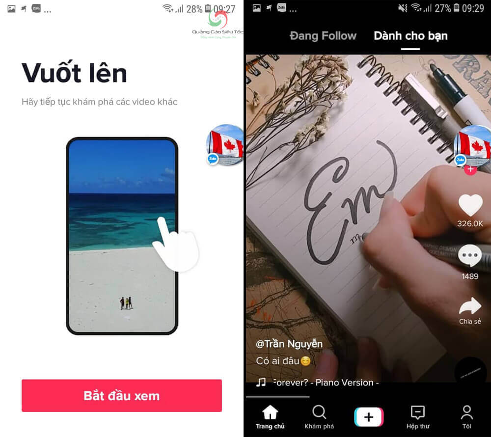 Giao diện ứng dụng tik tok trên điện thoại 