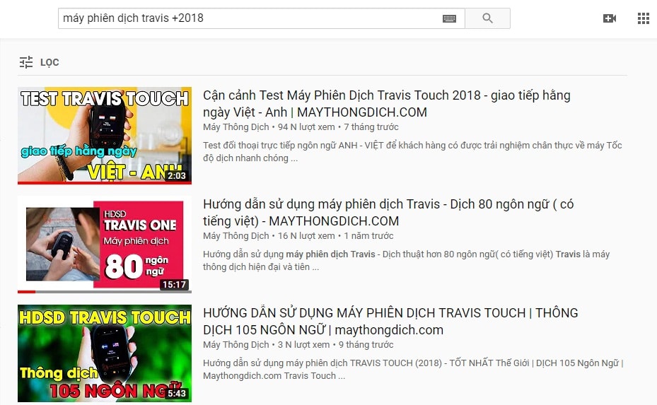 tìm video youtube theo năm