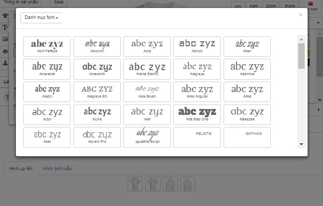App thiết kế áo thun cách chọn font chữ