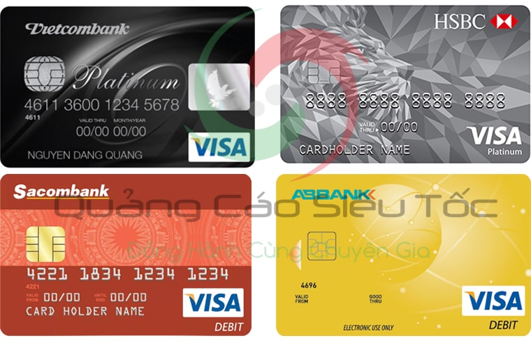 Thẻ Visa Debit và Credit của một số ngân hàng lớn ở Việt Nam