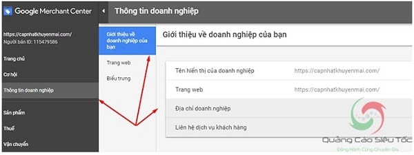cách liên kết tài khoản merchant với adwords