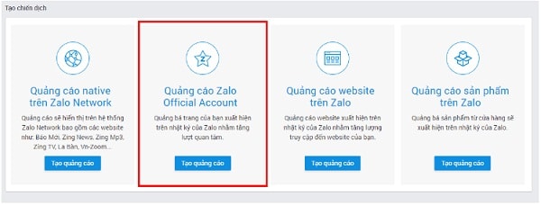 Quảng Cáo Trên Zalo Page