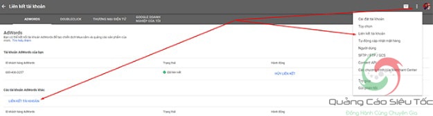 Liên kết tài khoản Adwords với tài khoản Google Merchant Center