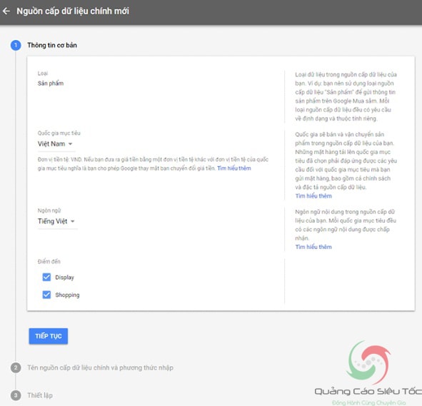 Cập nhập thông tin nguồn cấp dữ liệu trên tài khoản Google Merchant Center