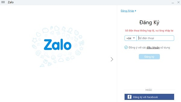 dang ky zalo tren may tinh