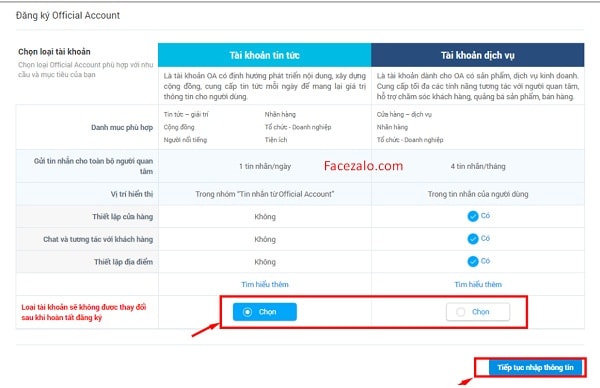 cách tạo page trên zalo