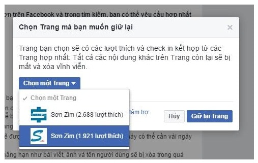 cách gộp 2 trang fanpage