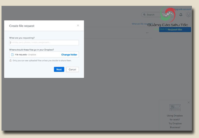 Hướng dẫn sử dụng dropbox để gửi yêu cầu file