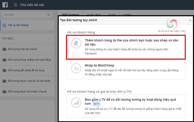 Nhấp để tải lên file data khách hàng 
