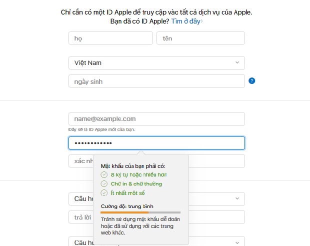 Cách tạo ID Apple - Lưu ý phần tạo mật khẩu cho email đăng nhập 