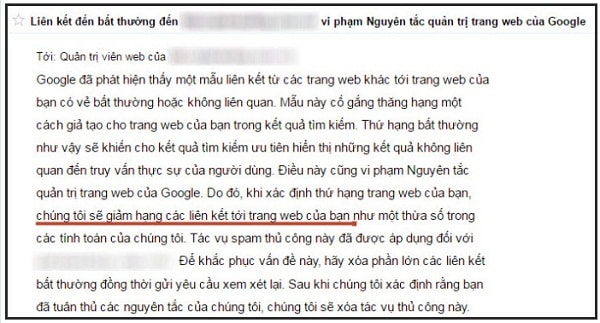Website Đã Bị Google Phạt